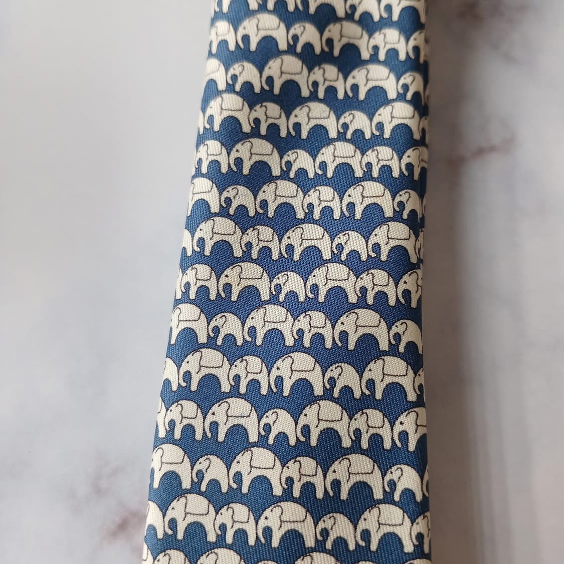 짐 톰슨 실크 블루 코끼리 패턴 넥타이 9.4cm A등급 A19750 상품이미지10
