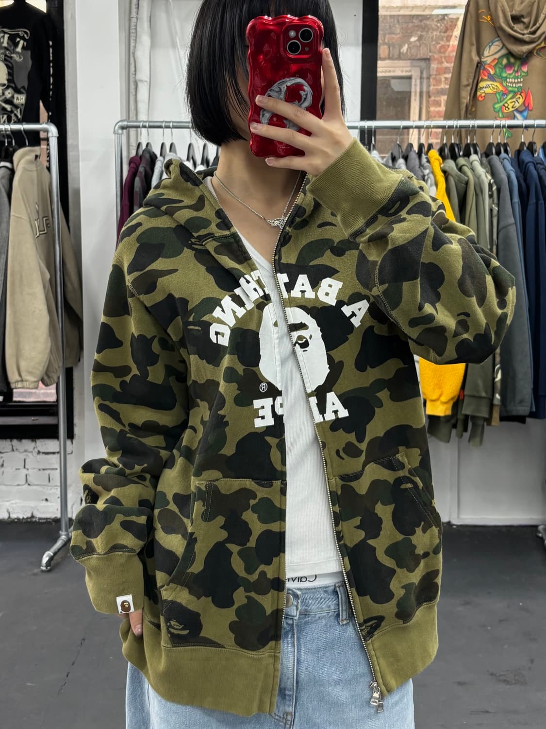 베이프 녹계 컬리지 후드집업 상품이미지4