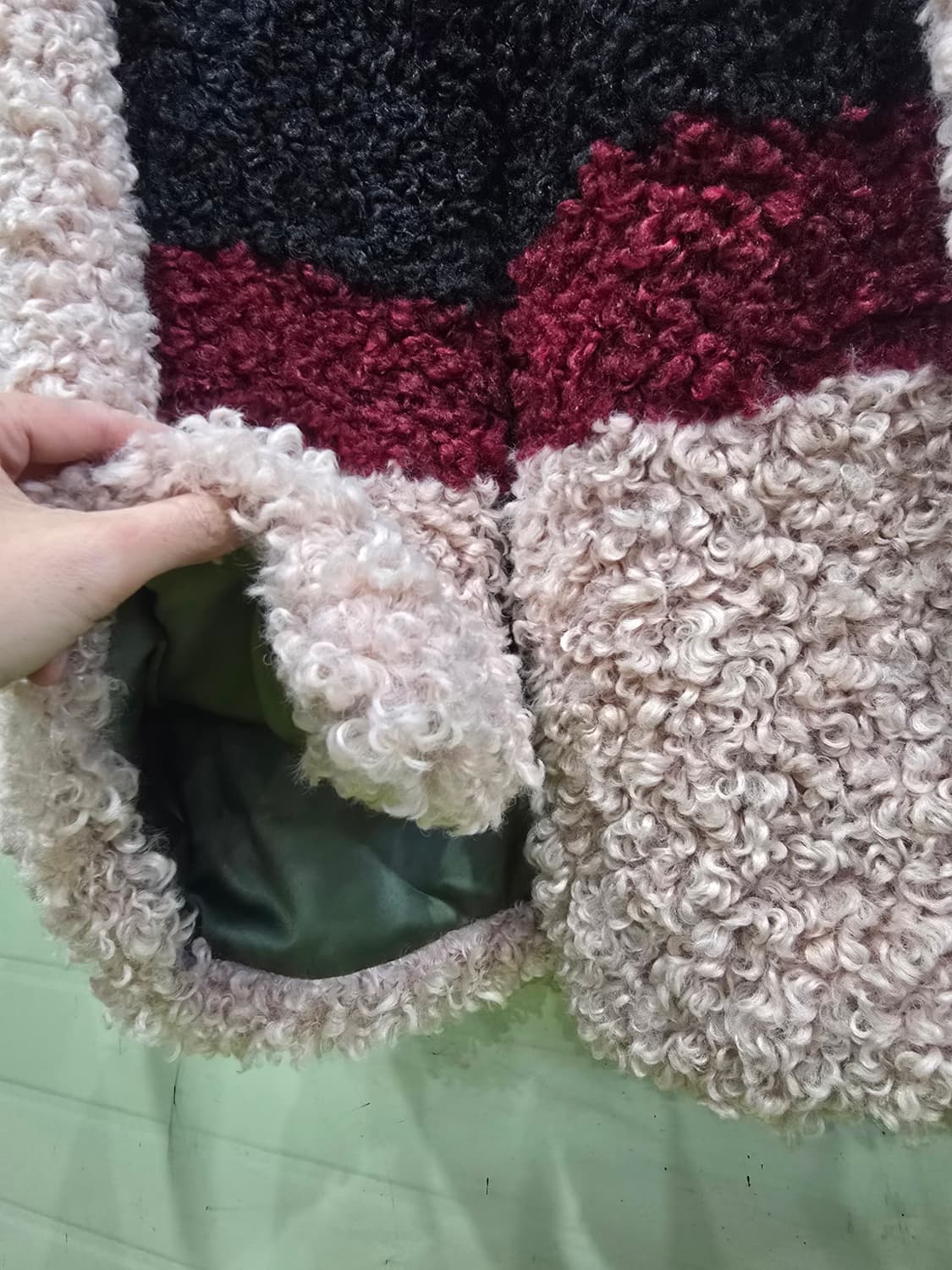 컬러 블록 퍼 코트 large 상품이미지4