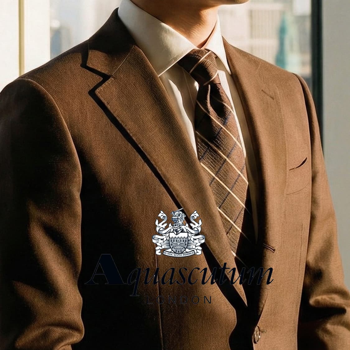 아쿠아스큐텀 실크 브라운 체크 넥타이 9.7cm A+등급 A19412
 상품이미지1