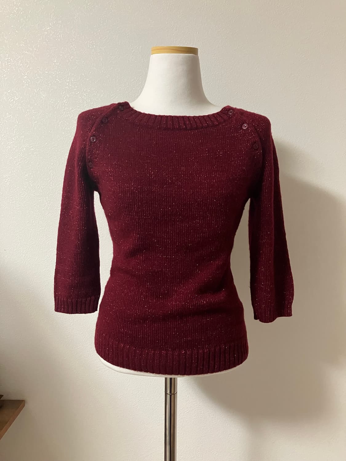 쿠미쿄쿠 버건디 니트 딱붙핏 울니트 상품이미지1