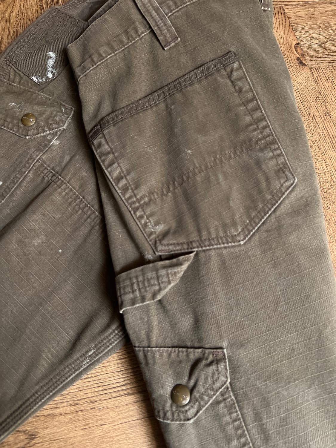 [38]칼하트 USA 페인팅 모스그린 립스탑 더블니 워크 카고 팬츠 상품이미지7