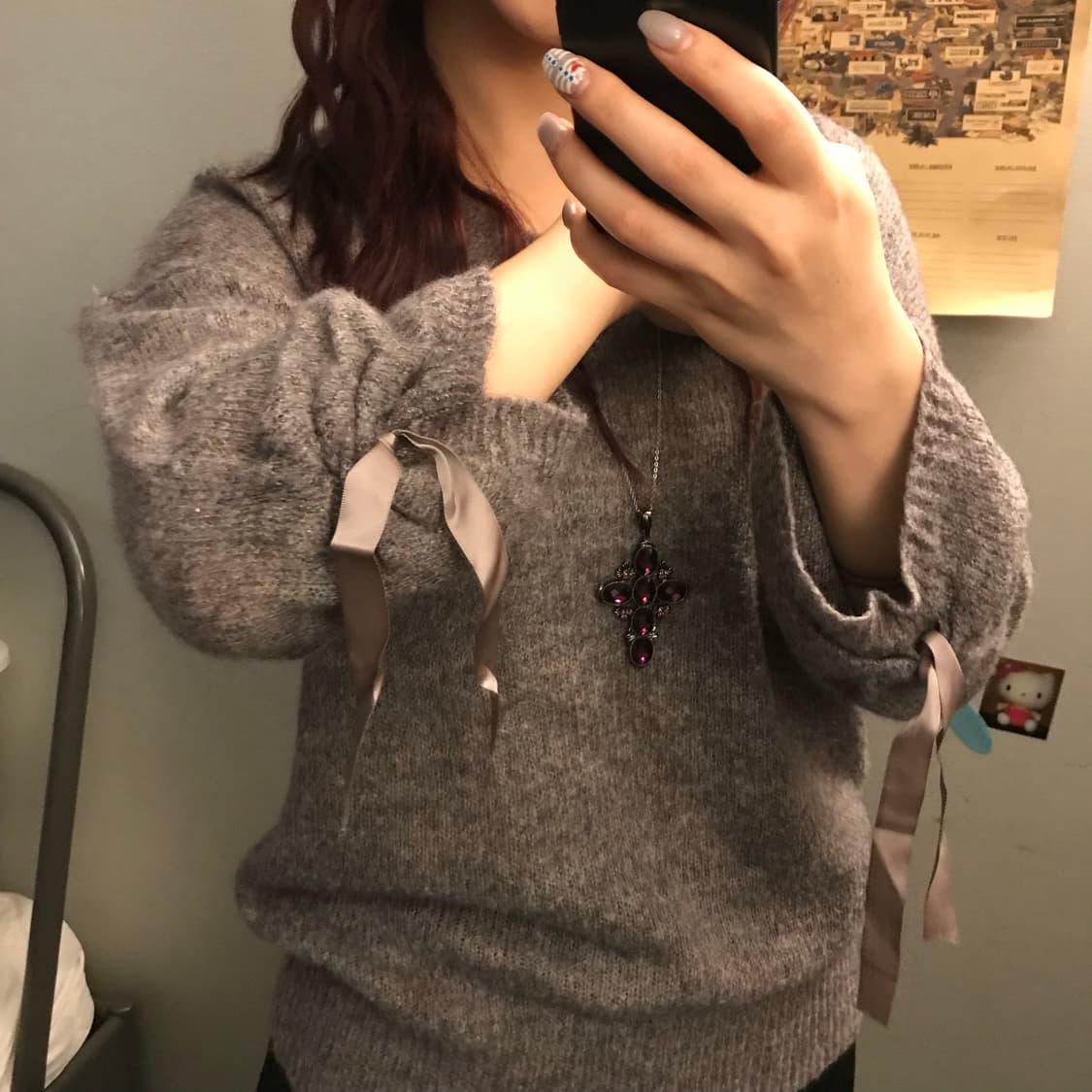 Olive des Olive 올리브데올리브 하구미 라떼갸루 셔링 니트 상품이미지2