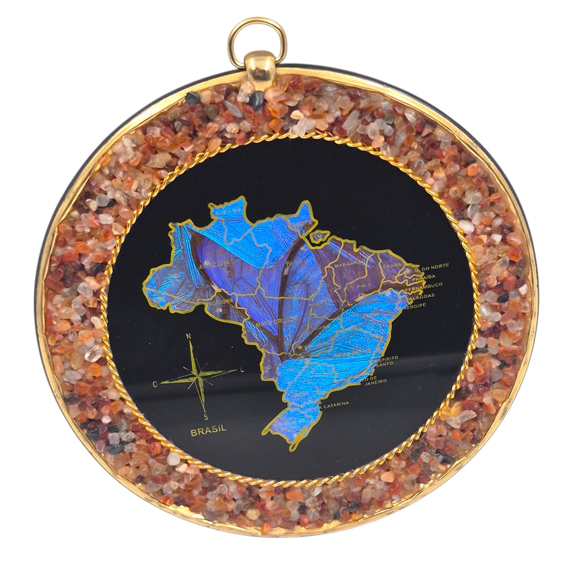 90s 브라질 모르포 나비 날개 천연석 장식 상품이미지1