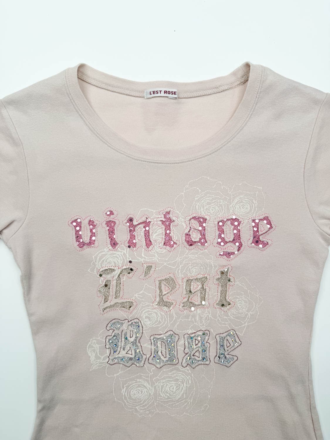 L’EST ROSE vintage 레터링 반팔 상품이미지5