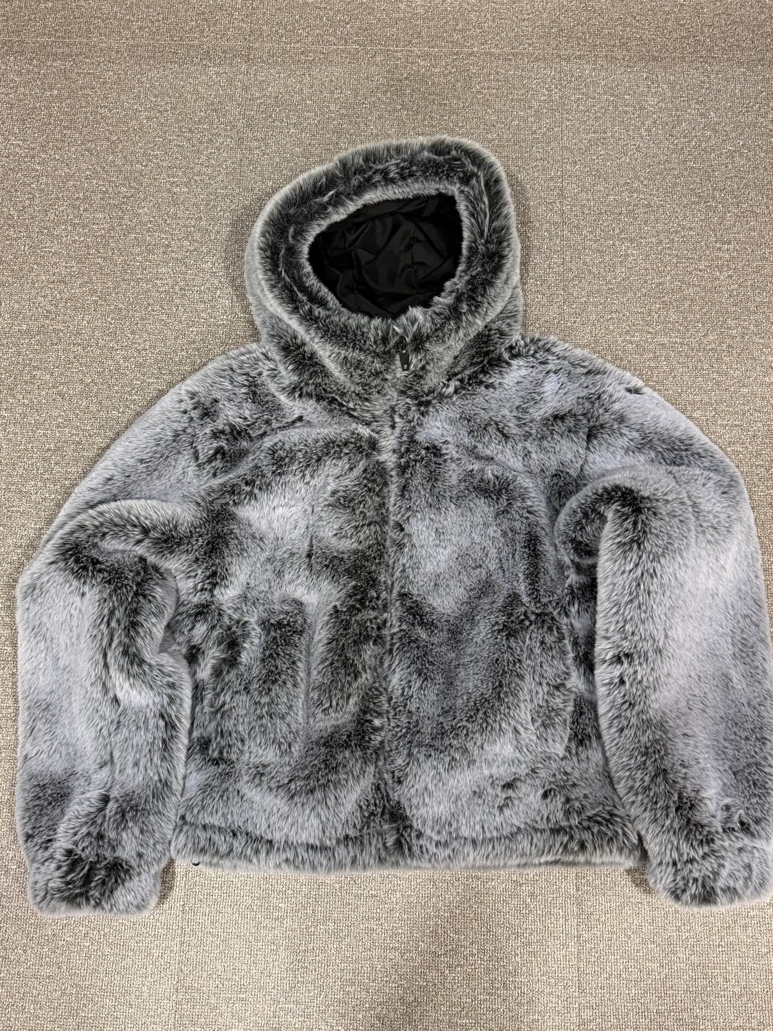 자라 퍼 후드 그레이 M 상품이미지6