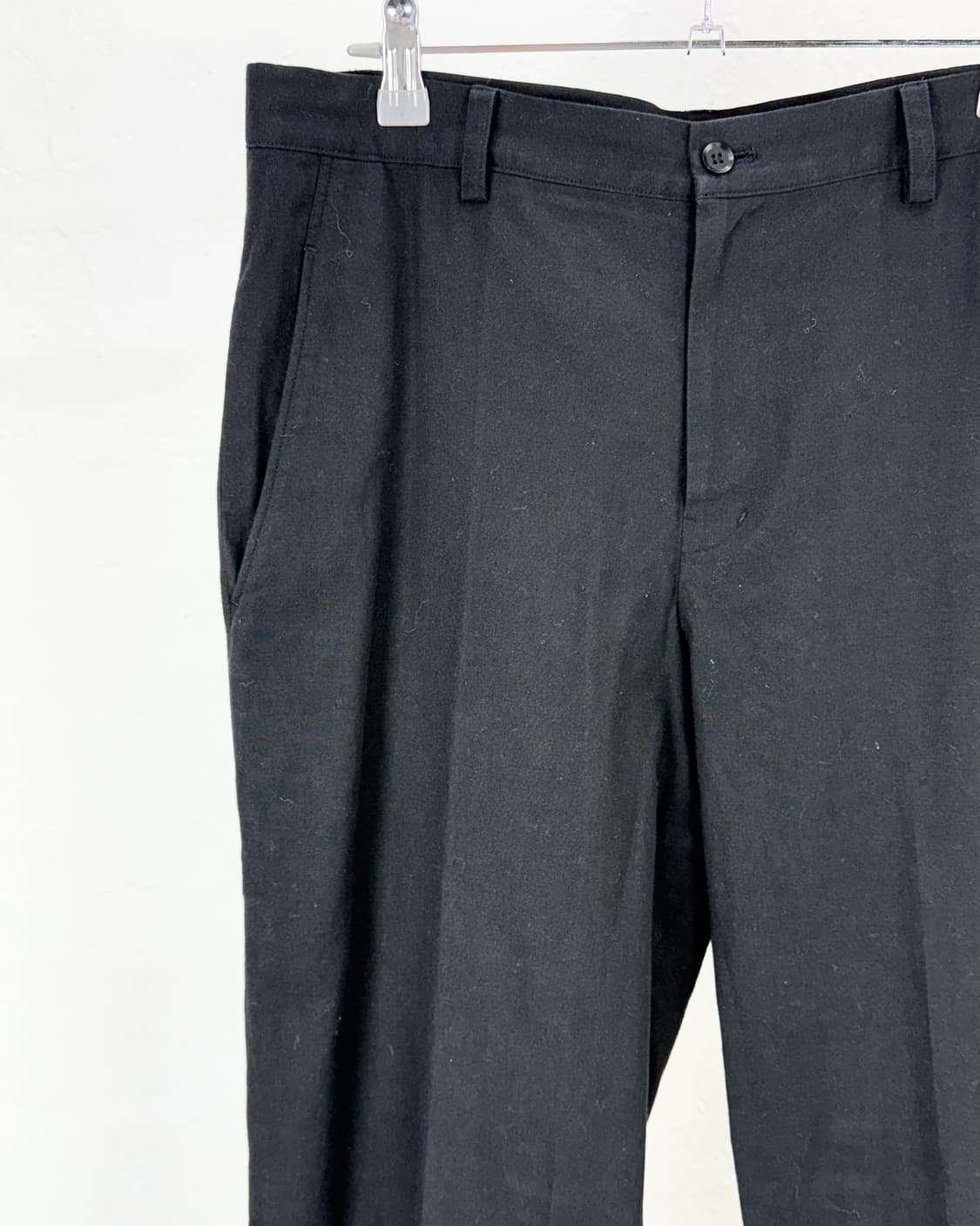 요지야마모토 블랙 하프 카치온 코튼 팬츠 상품이미지2