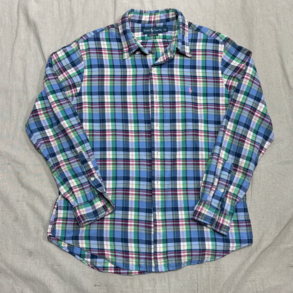 폴로랄프로렌 핑크포니 블루 체크셔츠 XL 상품이미지1