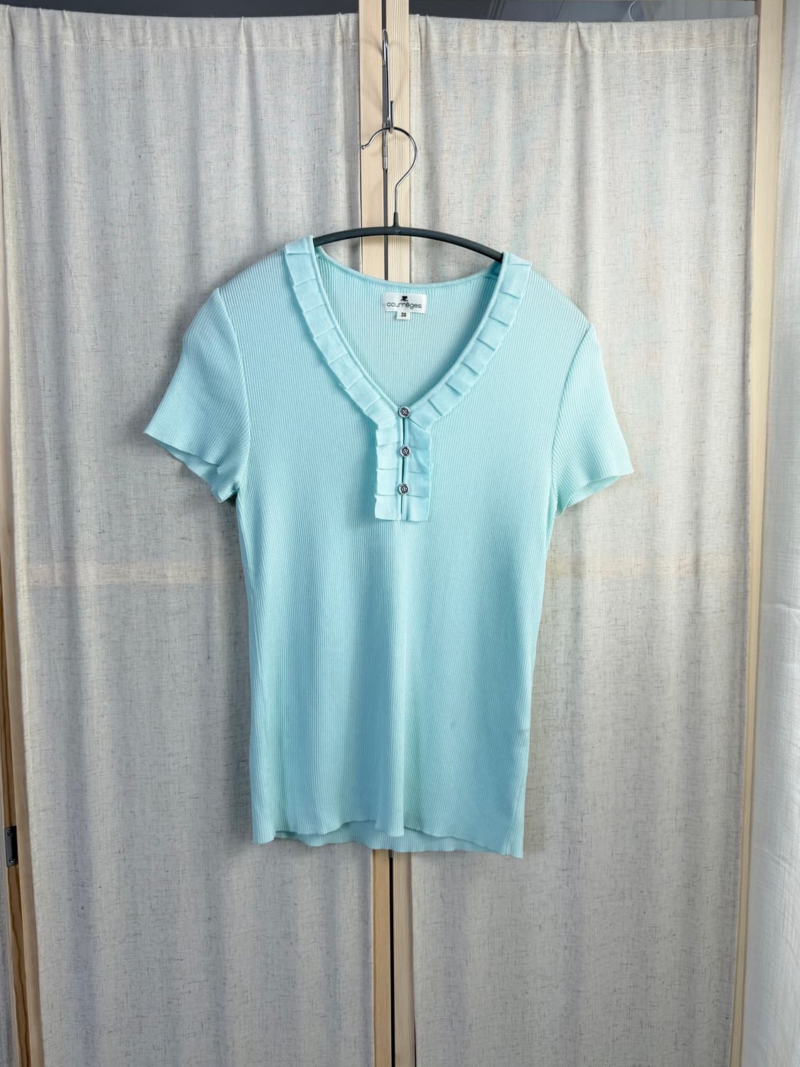 Courreges 꾸레쥬 니트 반팔 블라우스 상품이미지1