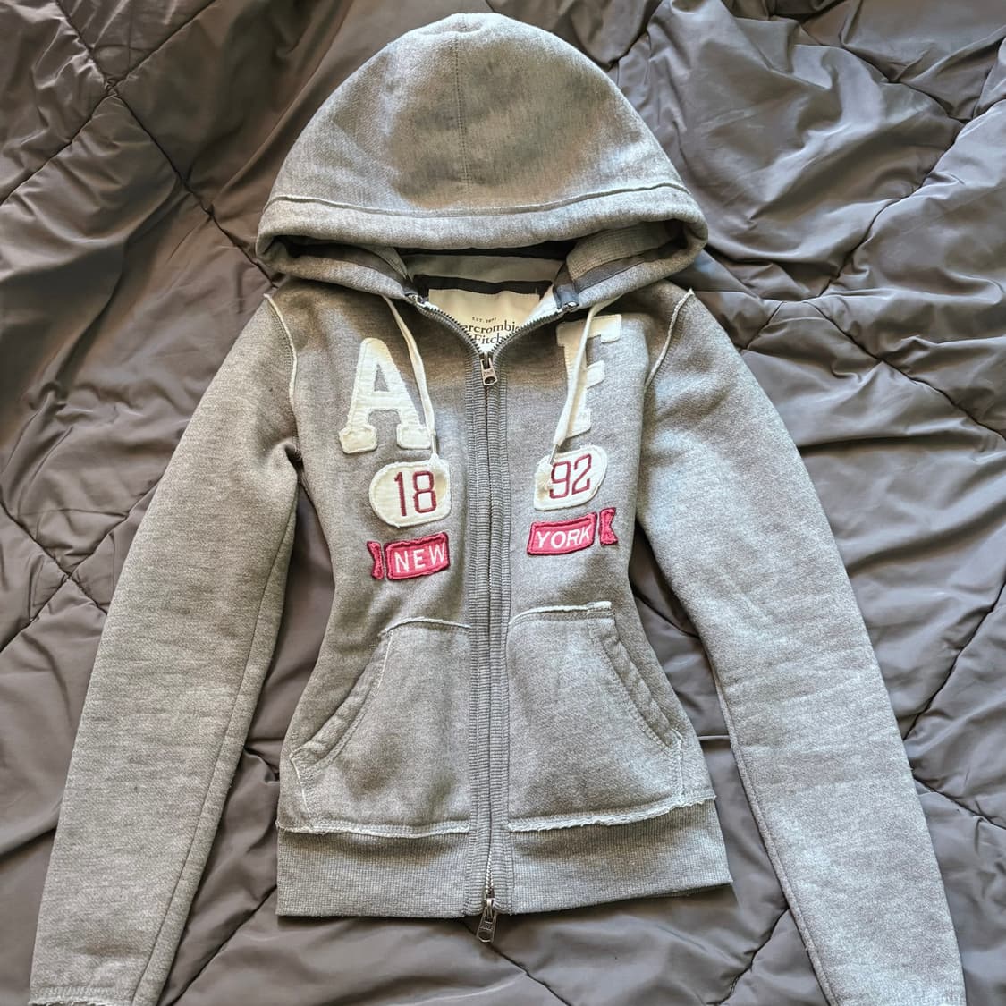 초희귀 대대장 아베크롬비 딱붙핏 후드집업 s 그레이 상품이미지1