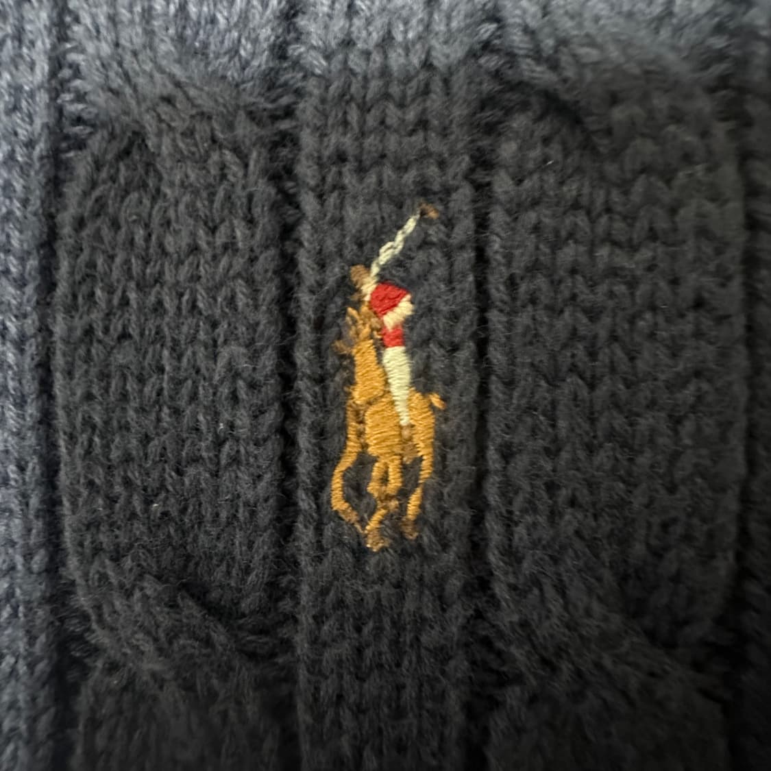 POLO RALPH LAUREN cable knit vest navy 상품이미지3