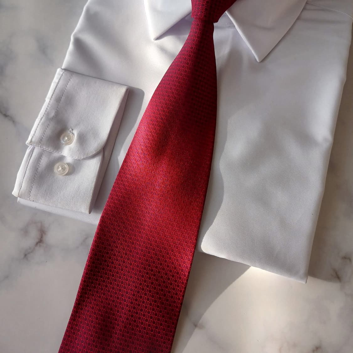 까르뱅 레드 텍스처 실크 넥타이 9.4cm A+등급 A19010 상품이미지5