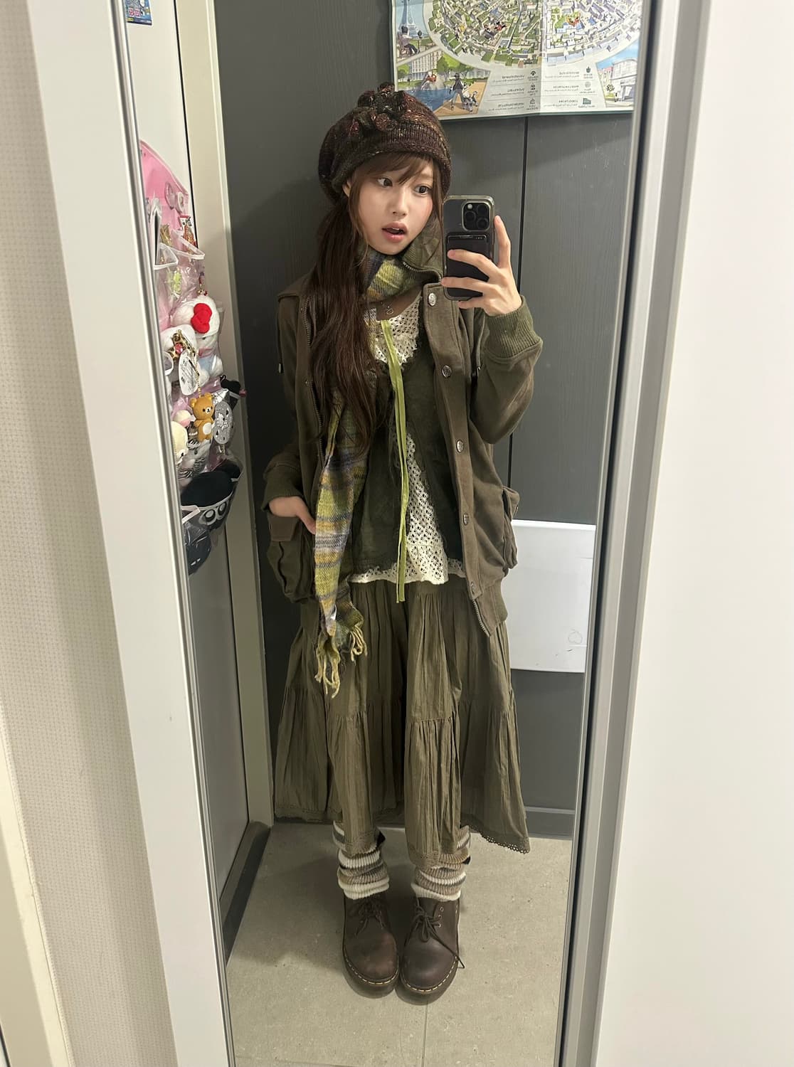 카키 히피모리 그런지 코디세트 상품이미지1