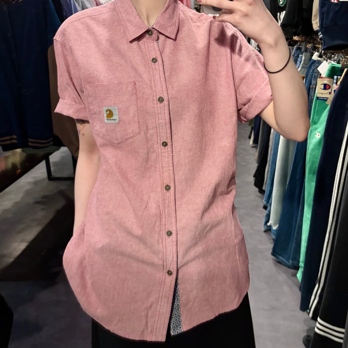 [IM] Carhartt 칼하트 반팔 워크 셔츠 핑크 상품이미지5