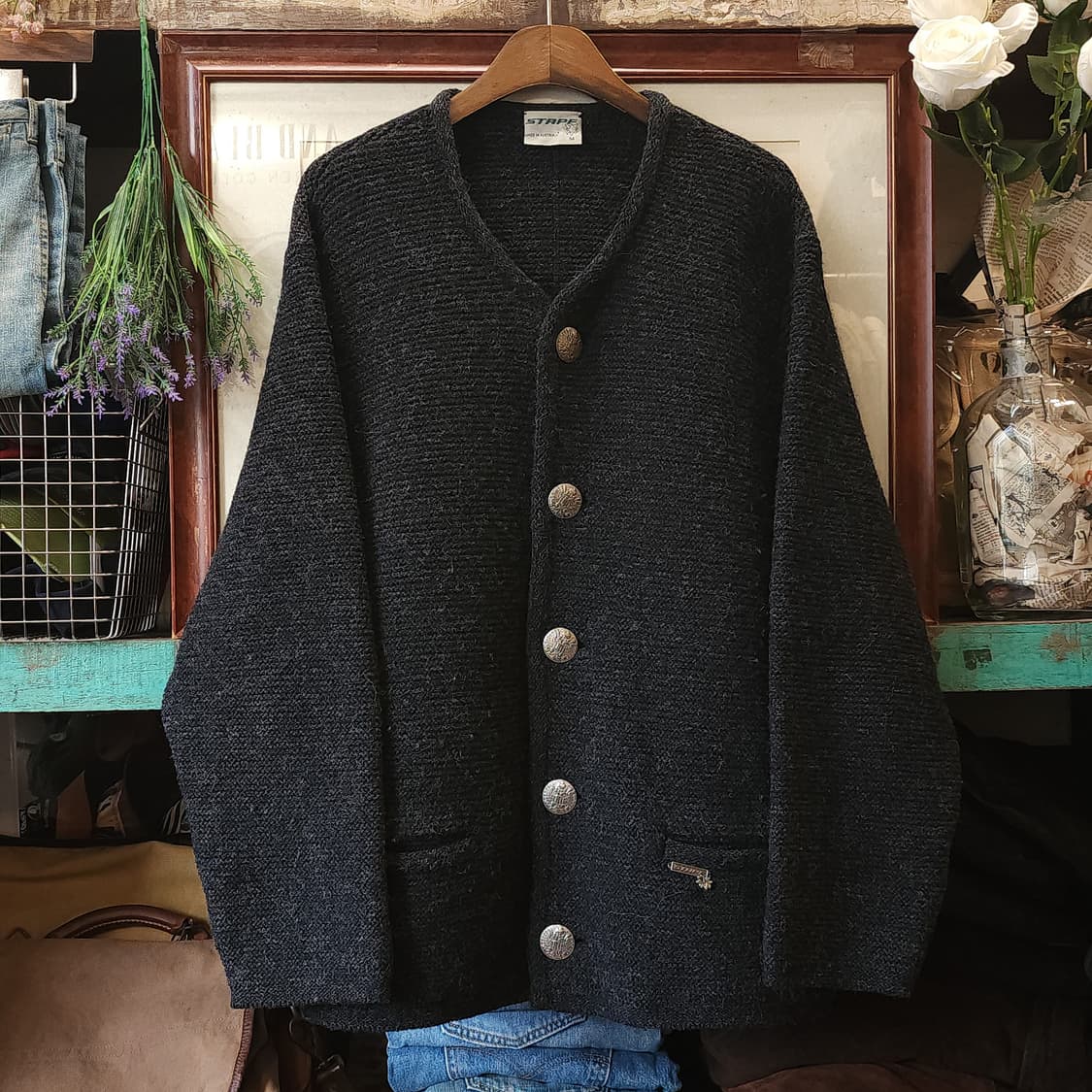 90s 프렌치 울 니트 가디건 오스트리아 티롤 자켓 헤비울 스웨터 54 상품이미지1