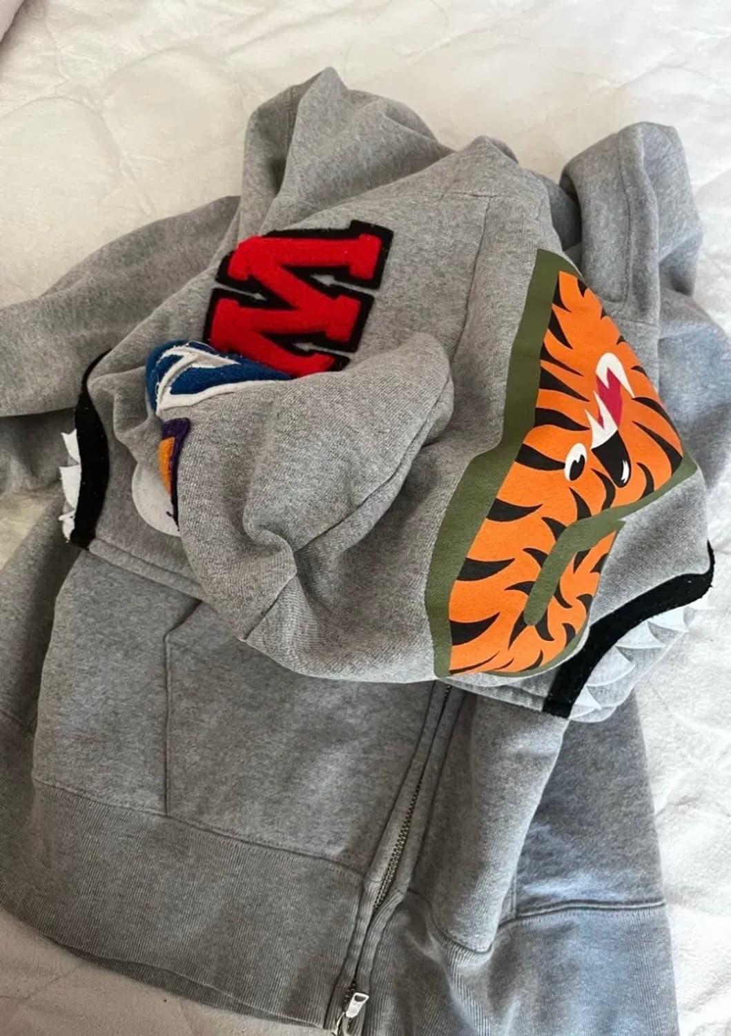 베이프 샤크 후드집업 그레이 L 상품이미지5