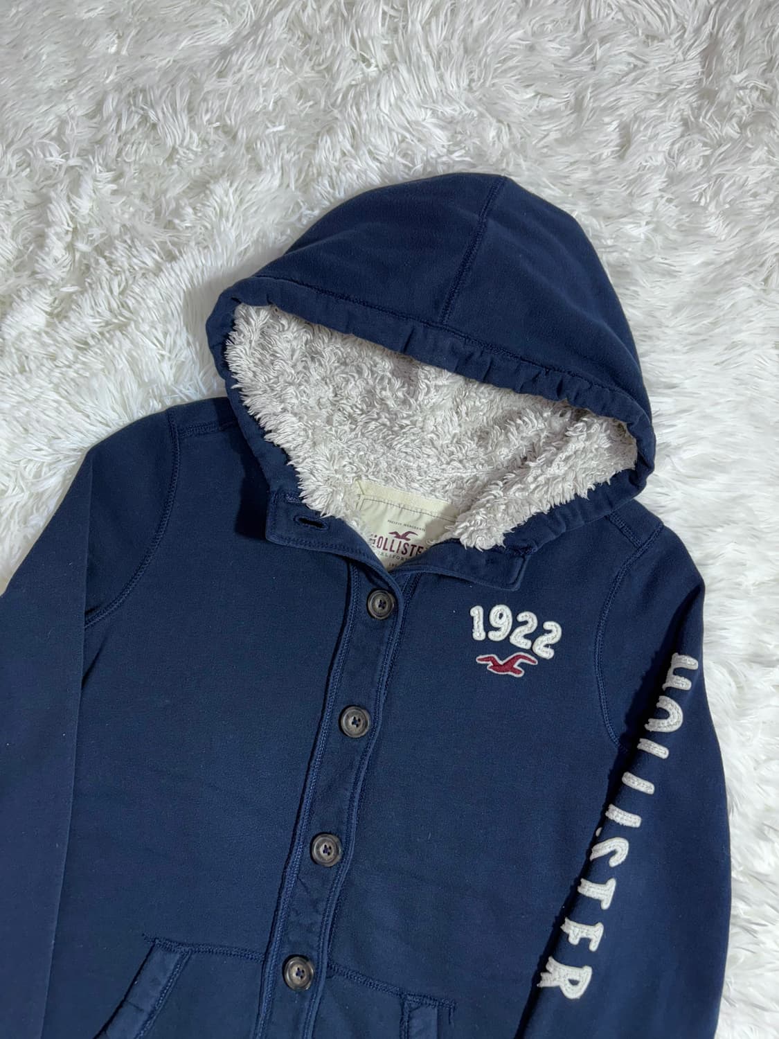 홀리스터 양털 네이비 버튼 후드집업  상품이미지4