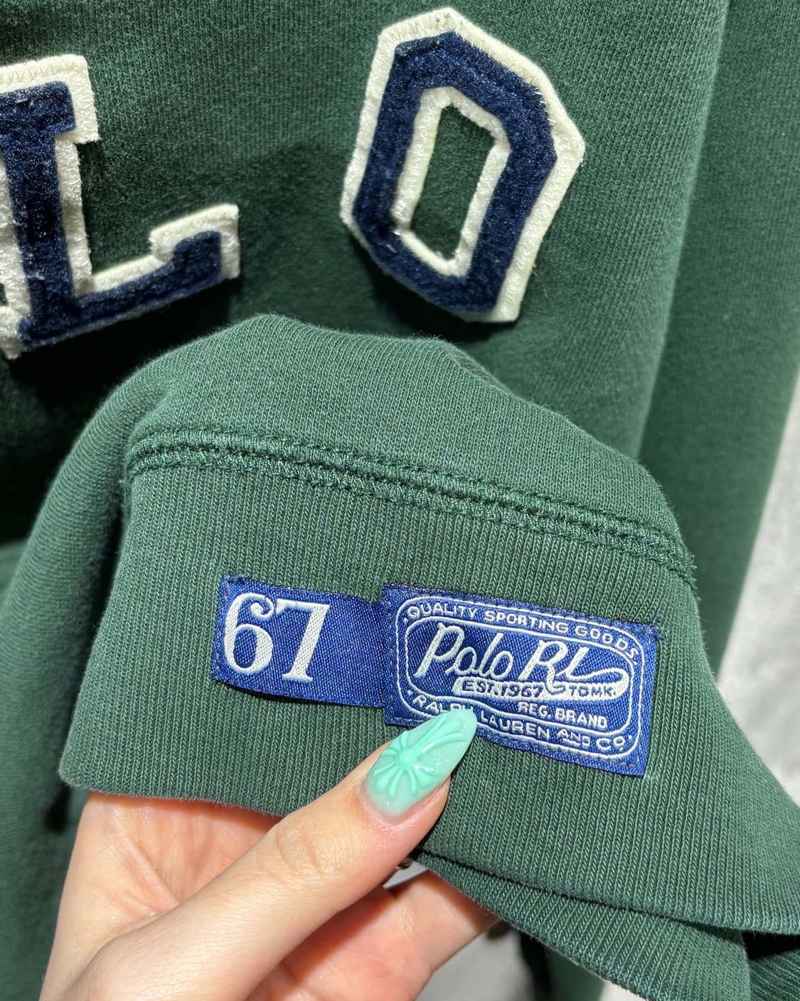 S 폴로랄프로렌 POLO 패치 딥그린 맨투맨 상품이미지5
