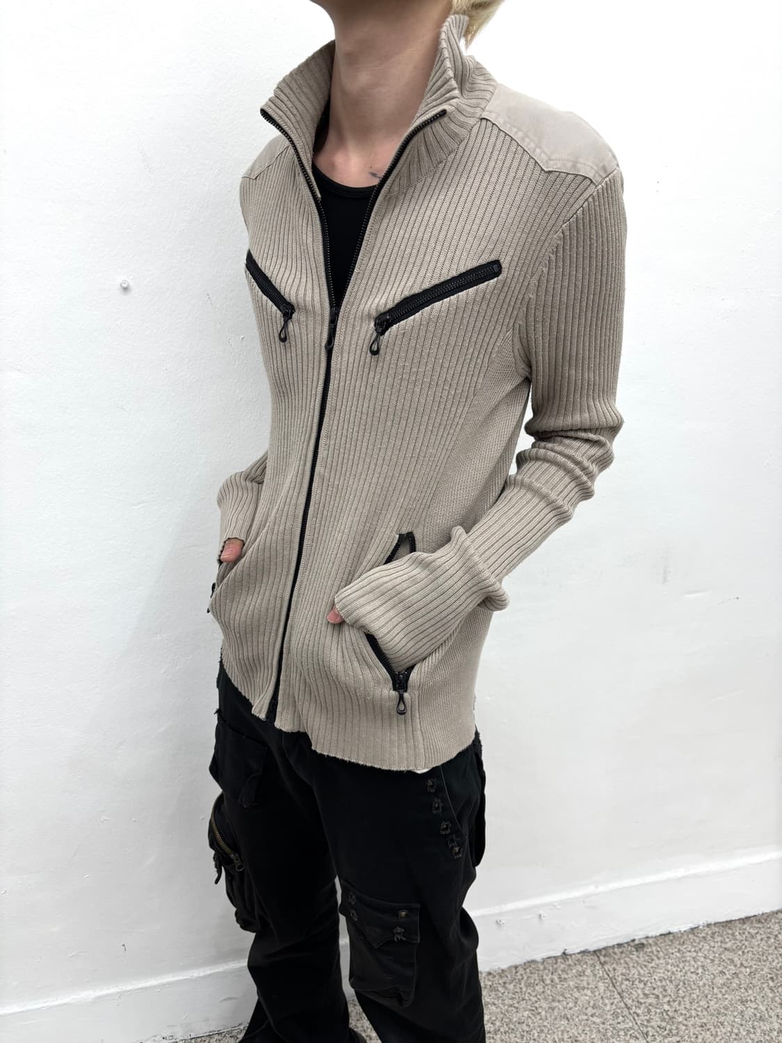 Nicole club for men diag zipper ribbed z 상품이미지3