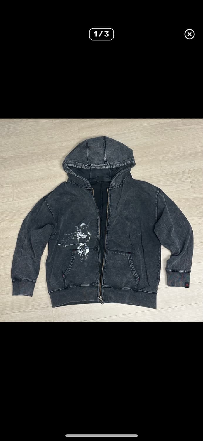 터프 데미지드 워싱 커스텀 후드집업 상품이미지1