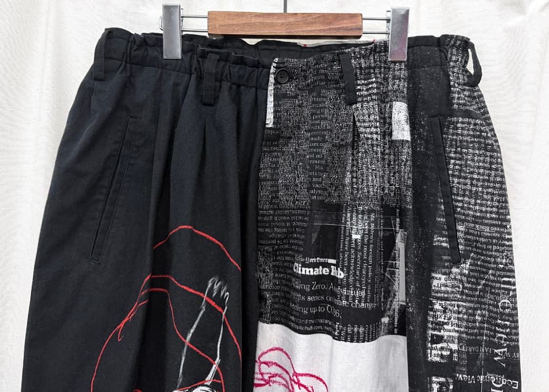 요지야마모토 뿌르옴므 뉴스페이퍼 아사쿠라 유카 드로잉 팬츠 상품이미지2