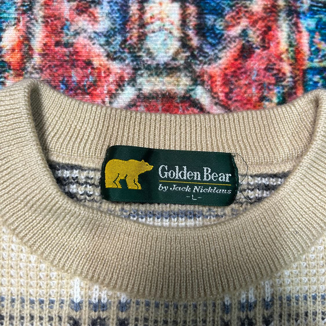 [L] 90s 골든베어 체크패턴 크루넥 니트 상품이미지4