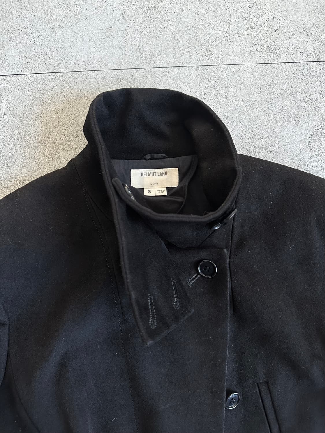 헬무트랭 2000s 친츠 몰스킨 하이넥 코트 상품이미지4