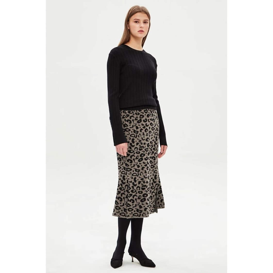 타임 TIME 레오파드 니트 스커트 상품이미지1
