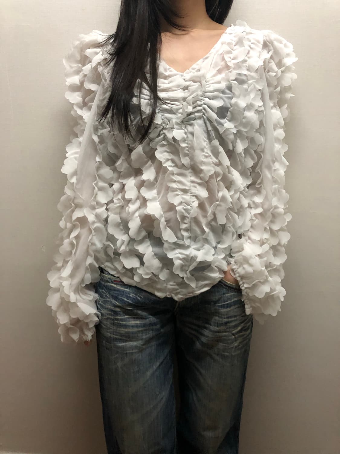 빈티지 화이트 프릴 블라우스 상품이미지3