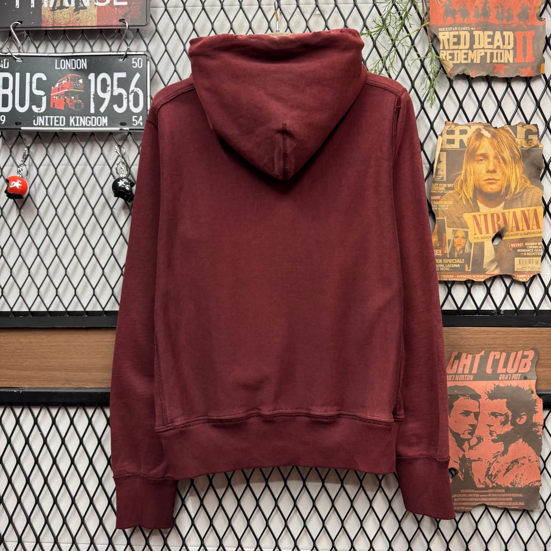 00s 아베크롬비 후드티 전면 AF92 로고 포인트 버건디 상품이미지2