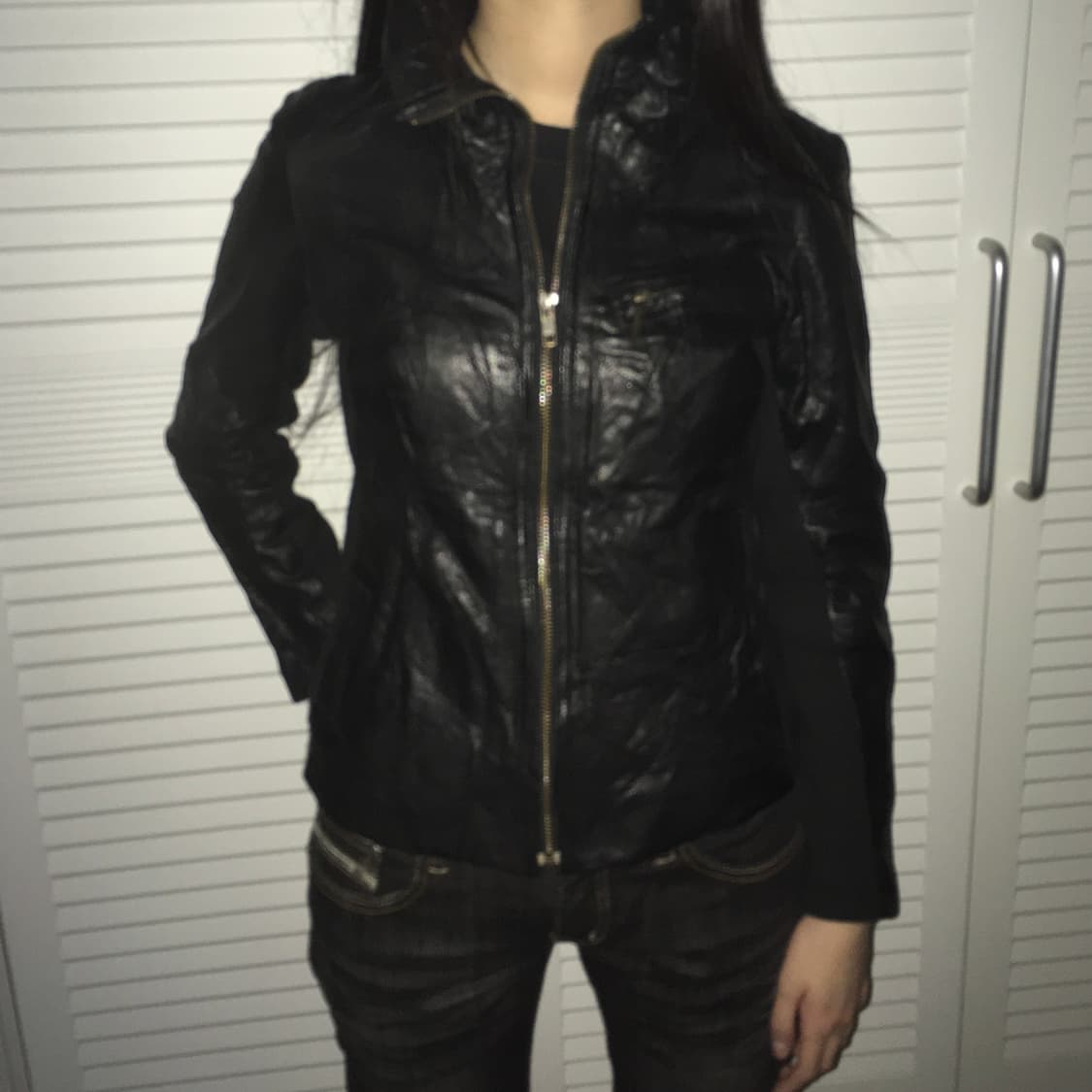 염소가죽 하이넥 레더자켓 상품이미지2