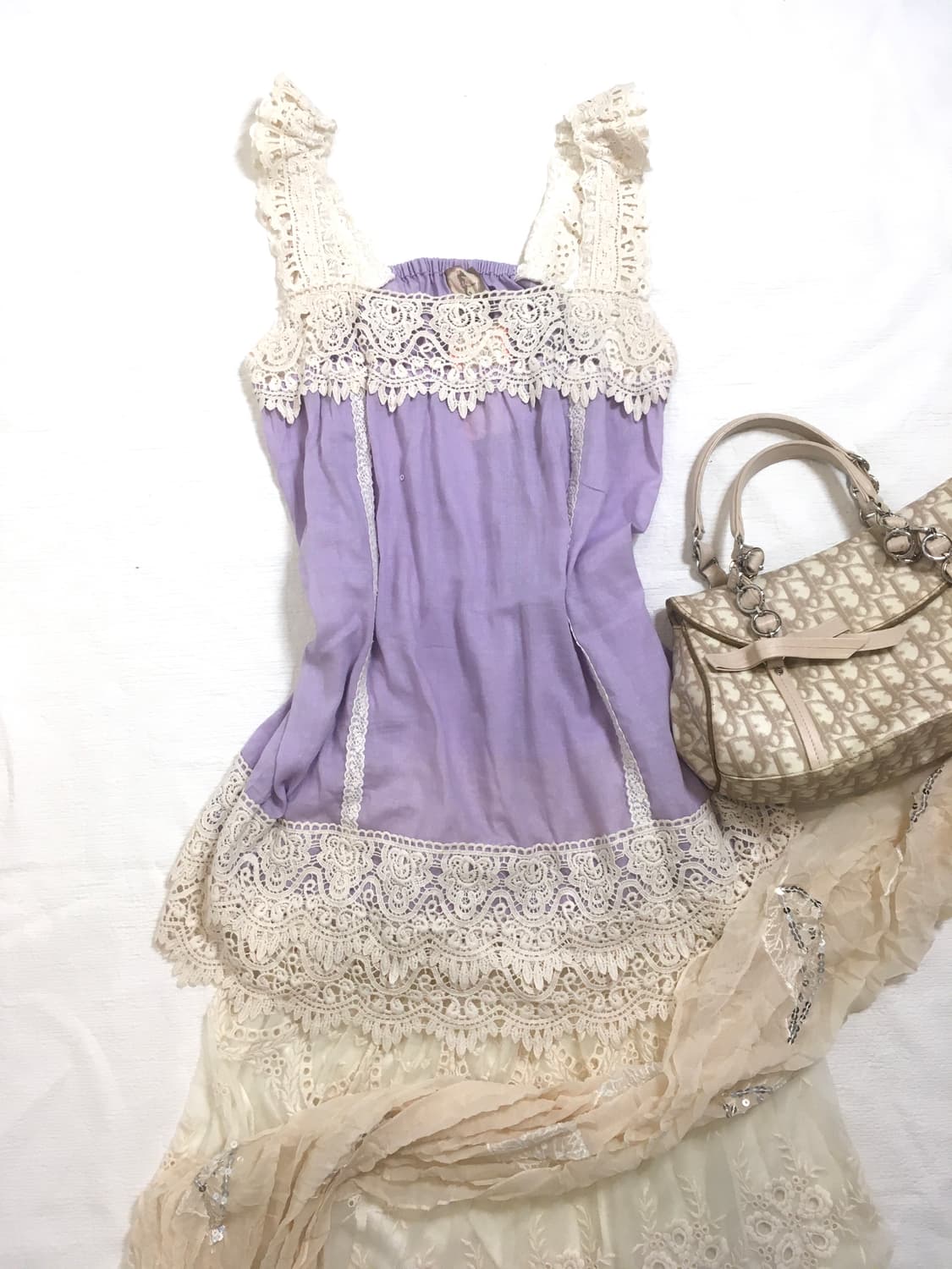 jpn vintage palepurple lace sleeveless 상품이미지6