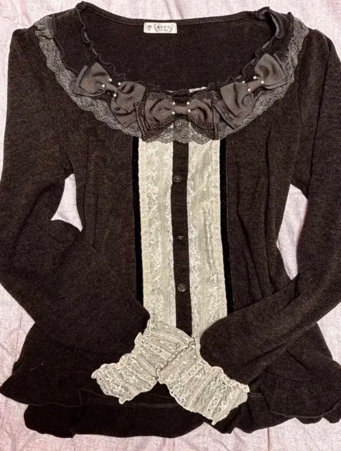 엑시즈팜 라떼갸루 리본 긴팔 상품이미지1