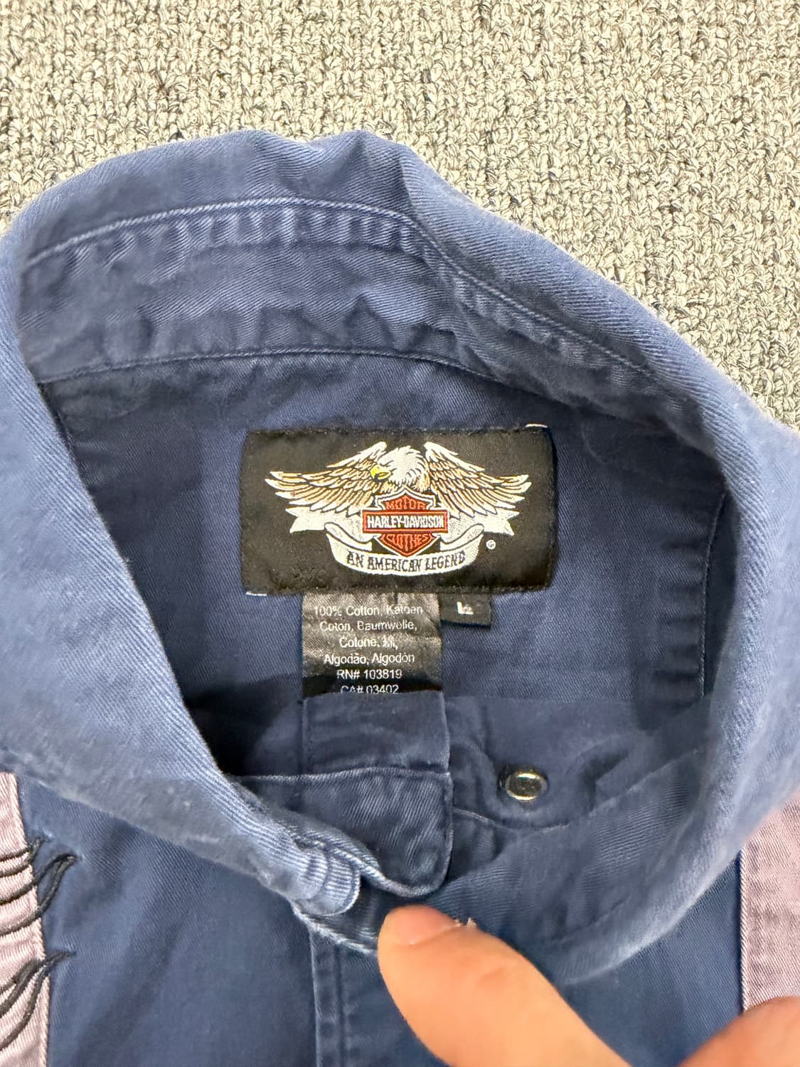 L)할리데이비슨 빈티지 스컬자수 프린팅 반팔 셔츠 상품이미지4