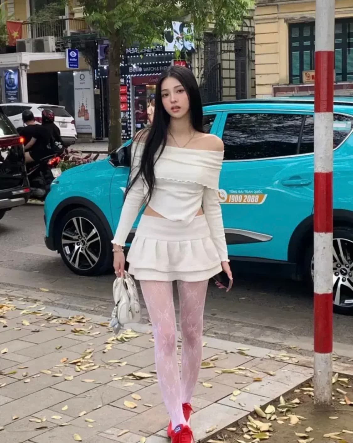 카키포인트 턱 스커트 아이보리 상품이미지2
