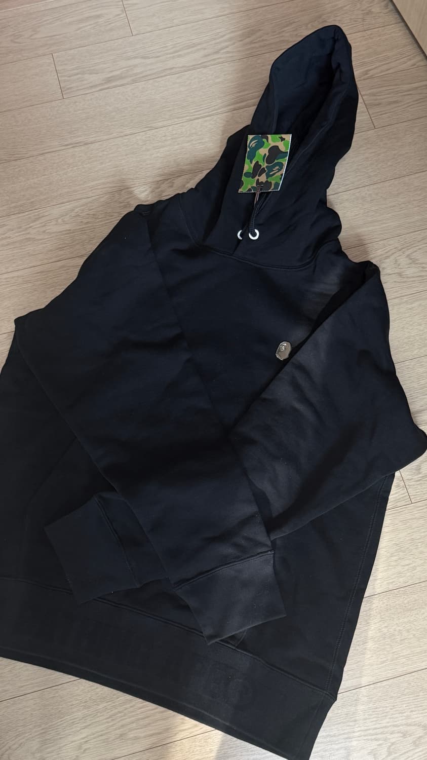 베이프 원 포인트 풀오버 후드 블랙 상품이미지4