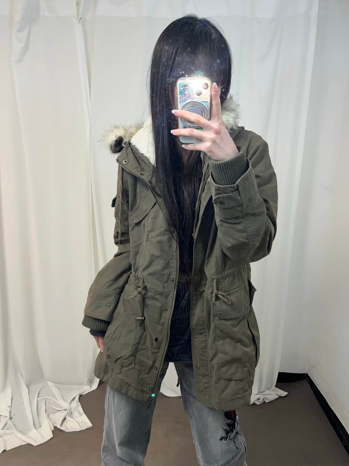 00‘s 카키 울프죠 야상 점퍼 (하자 확인 필수) 상품이미지1