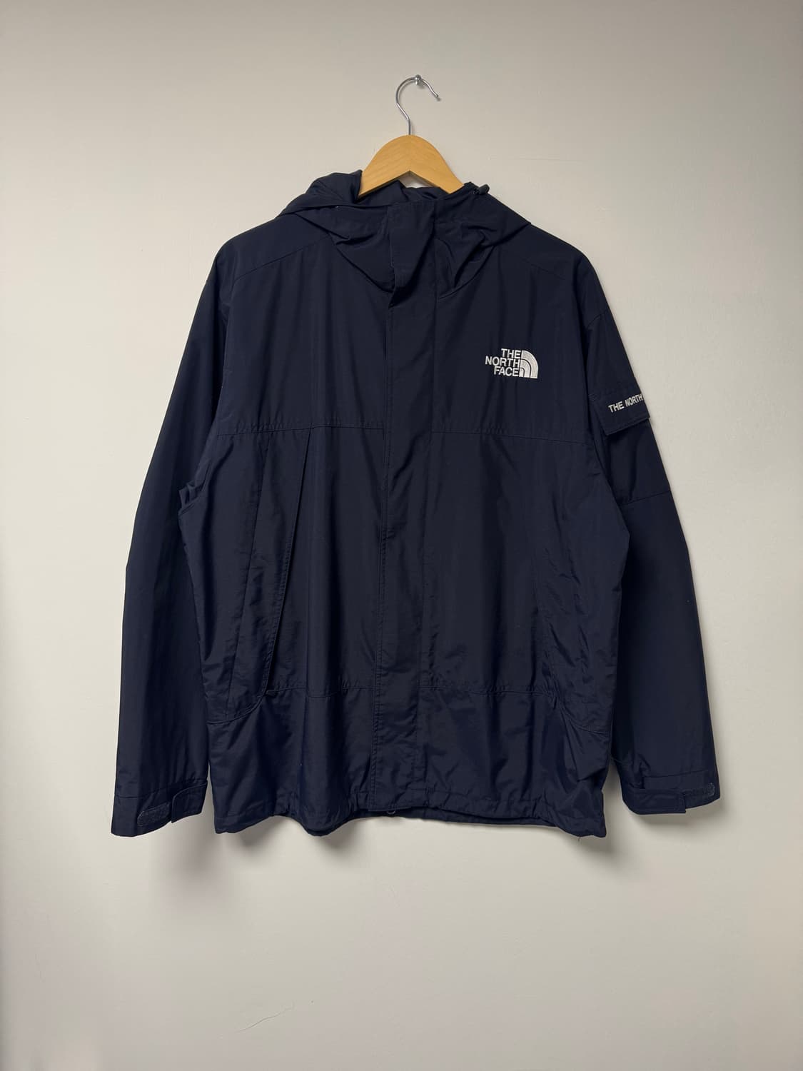 노스페이스 프리 포켓 로고 네이비 후드 바람막이 윈드스토퍼 XL 상품이미지1