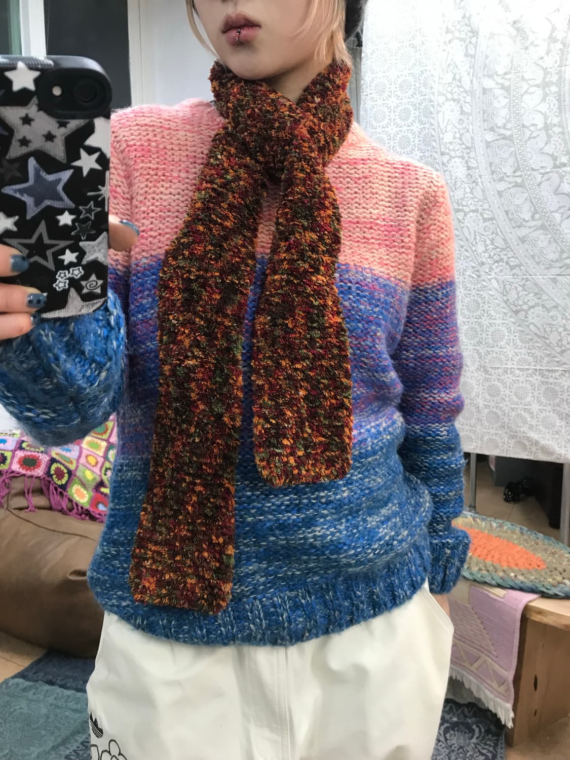 빈티지 멀티컬러 머플러 목도리  상품이미지1