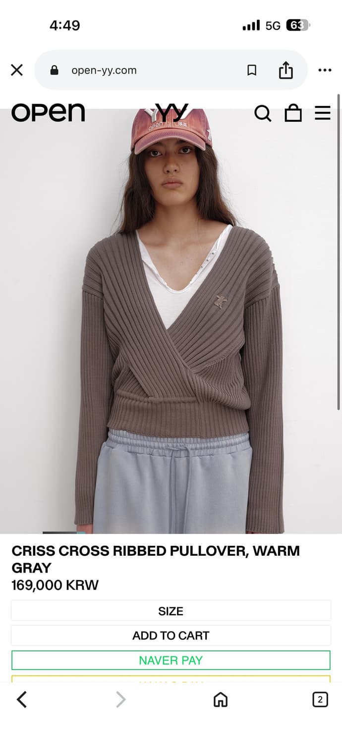 Open yy/CRISS CROSS RIBBED PULLOVER 상품이미지3