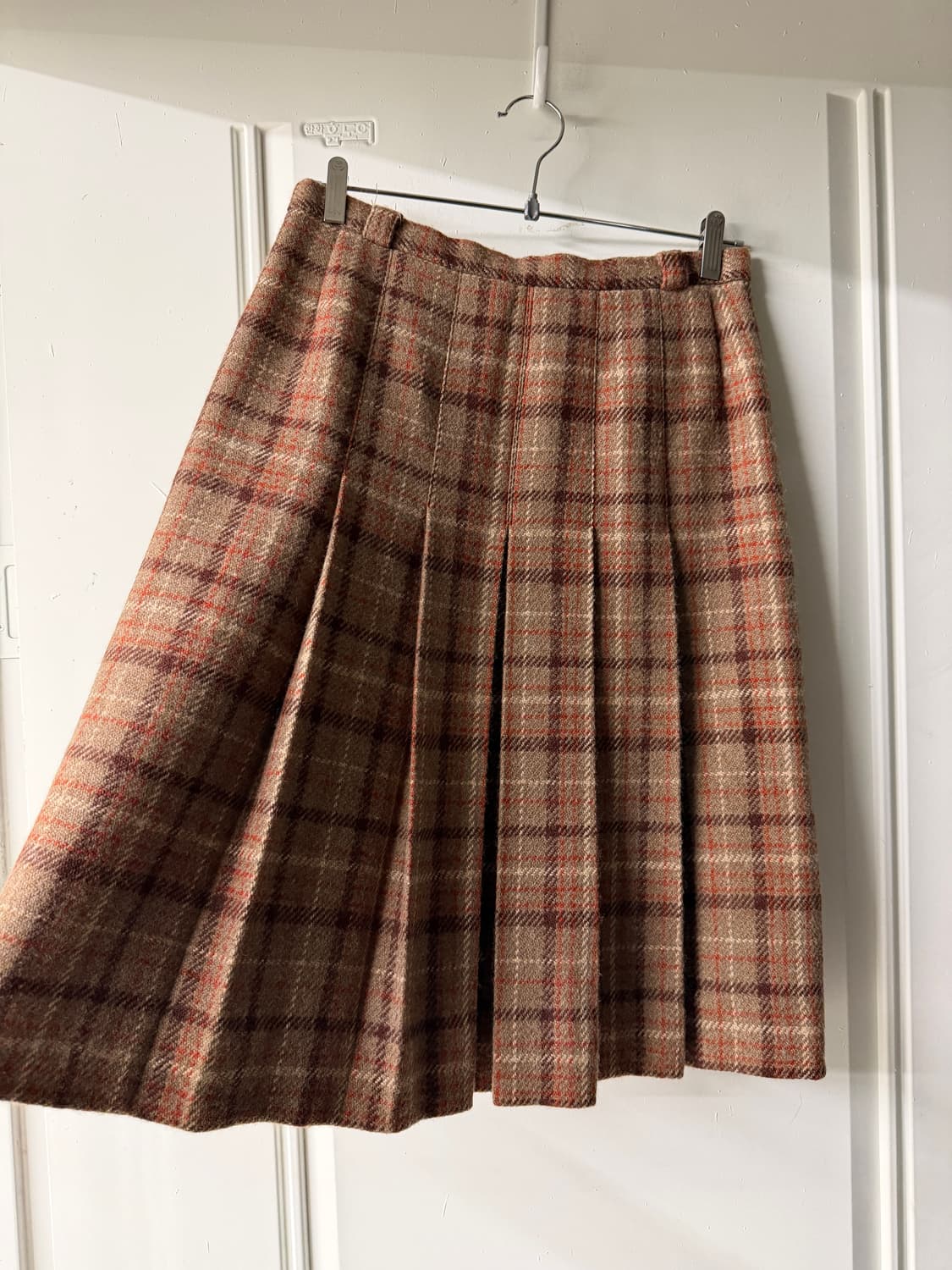 일본빈티지 울 체크 플리츠 미디스커트 상품이미지5