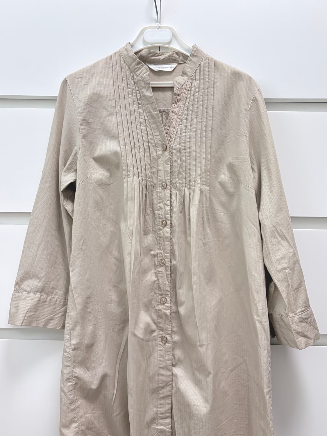 빈티지 모리걸 애쉬베이지 핀턱 블라우스 원피스 상품이미지1