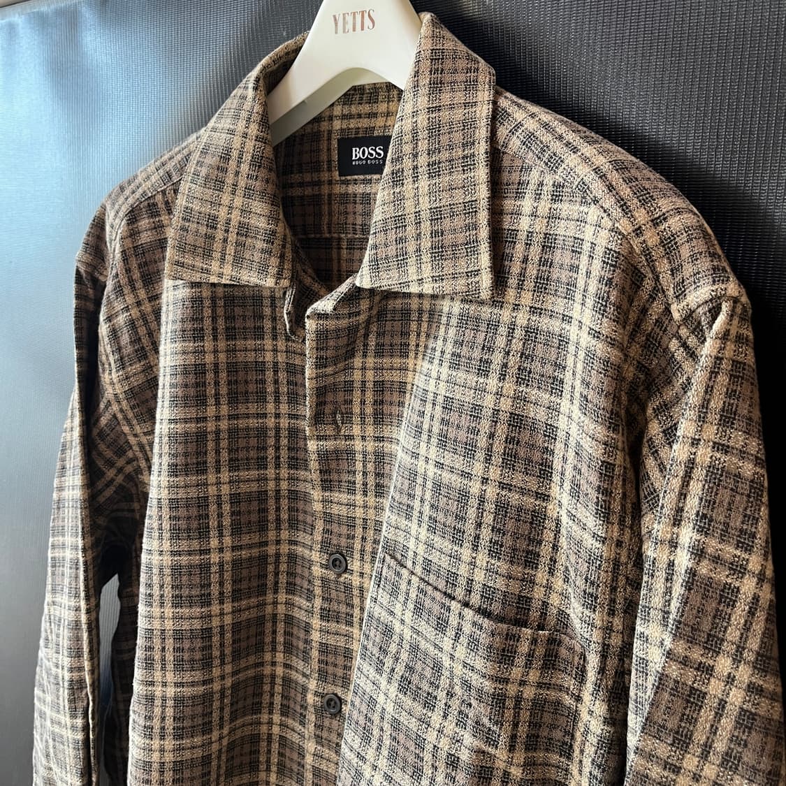 L) 90s BOSS Made in Italy 텍스처드 체크 셔츠 상품이미지3