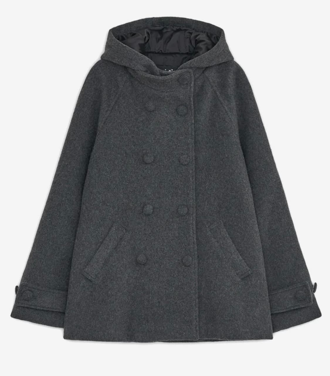 허그유어스킨 후드 하프 코트 차콜 챠콜 상품이미지1