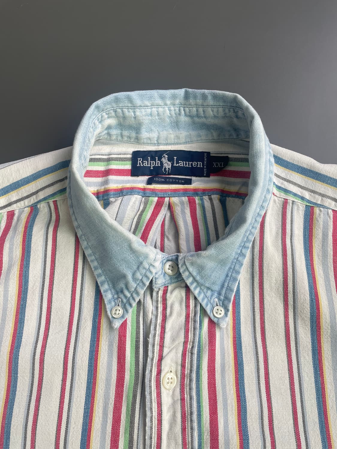 [XXL] 폴로 랄프로렌 데님 카라 멀티 스트라이프 셔츠 상품이미지9