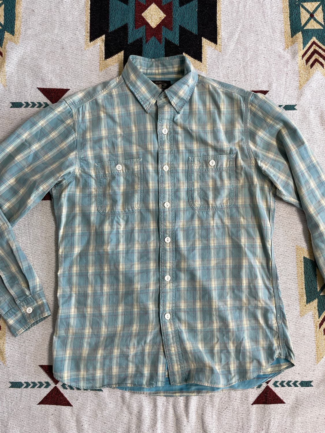 RRL 페이디드 블루 체크 셔츠(M) 상품이미지1