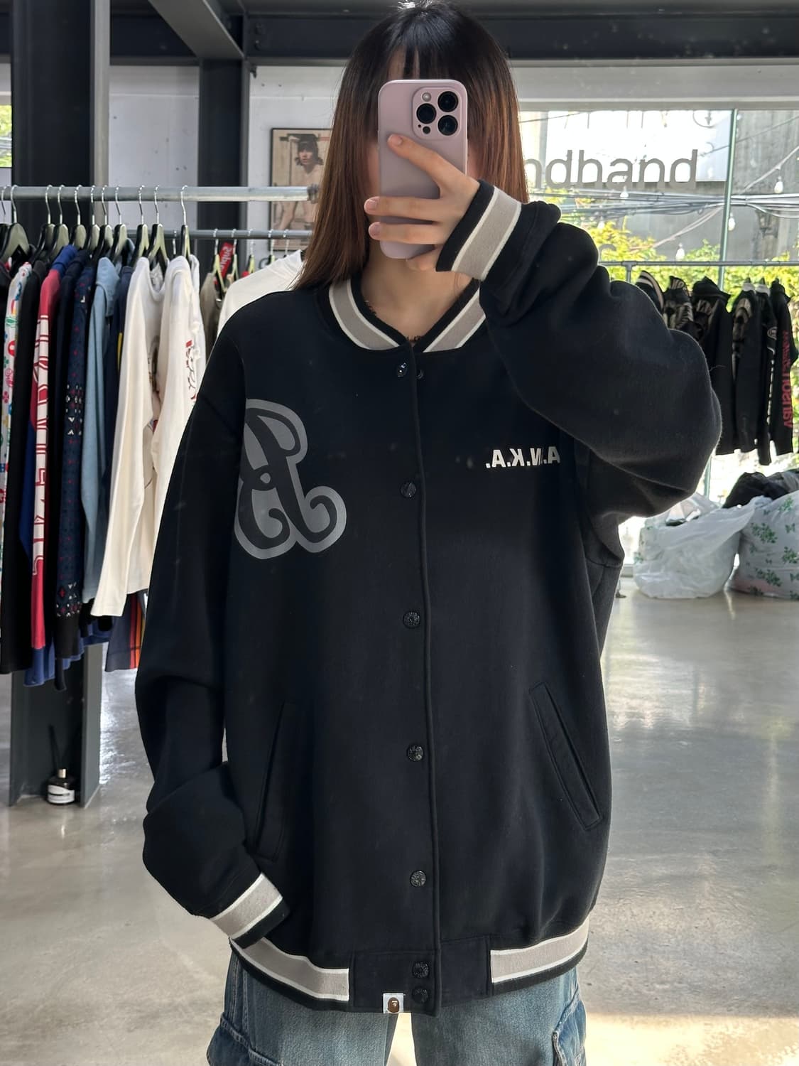 베이프 2002FW Asnka 빅사루 코튼 바시티자켓 상품이미지5