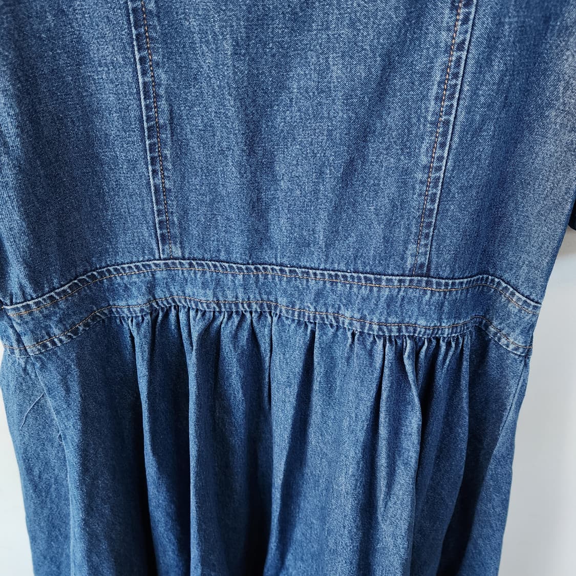 르꼬르망 청 데님 롱 원피스 퍼프소매 스퀘어넥 상품이미지5