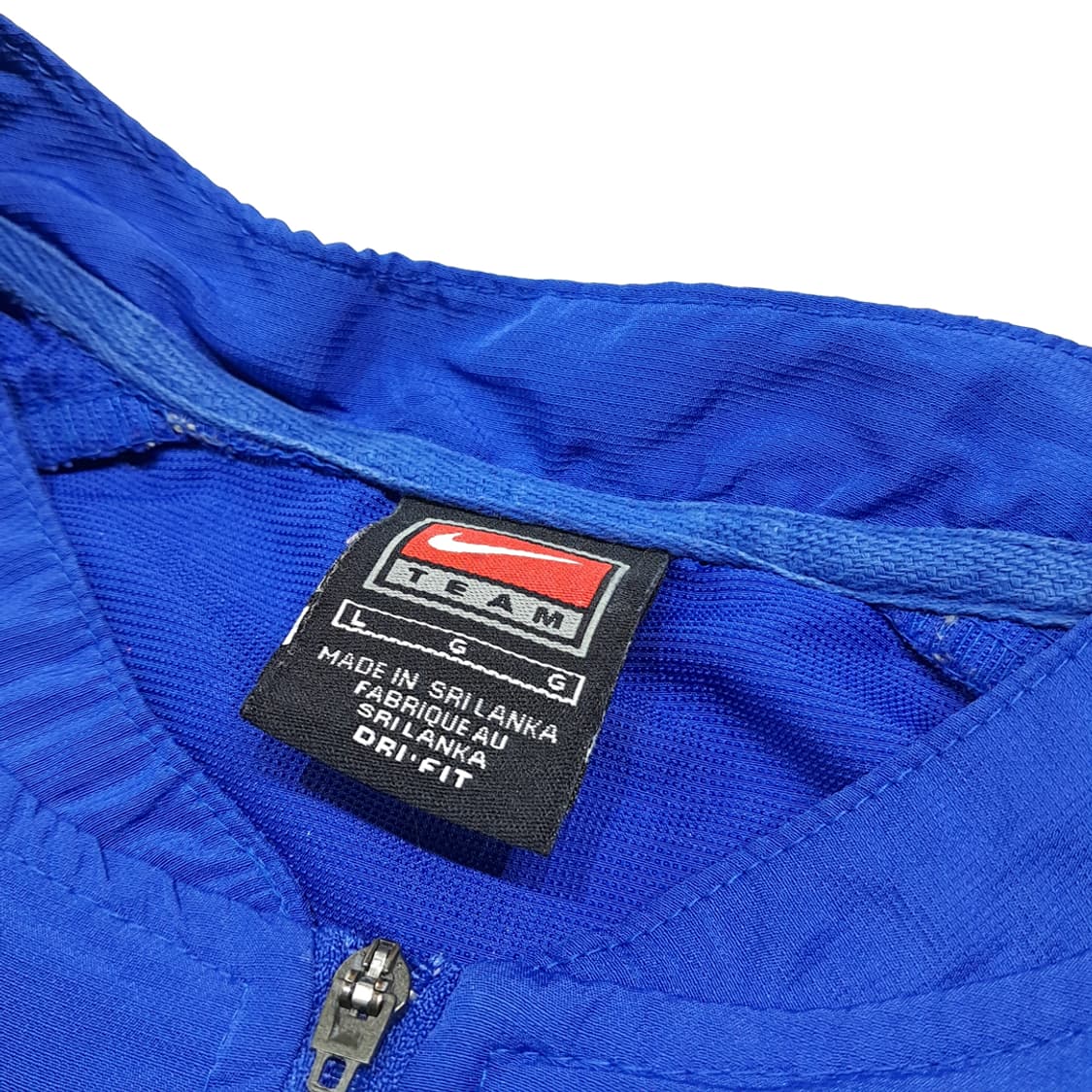 CL976 L 나이키 00s 드라이핏 팀라인 블루 반팔 웜업 아노락 상품이미지3