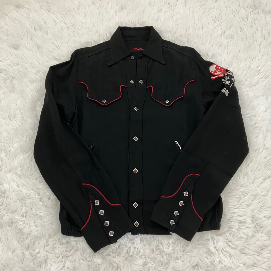 빈티지 히스테리 글래머 스컬 버튼셔츠 y2k 스트릿 갸루 펑키 일본빈티지 상품이미지1